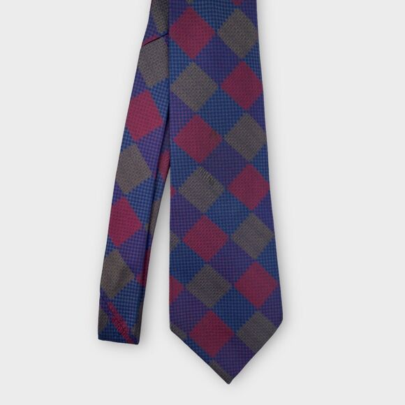 Coach Necktie Mens Argyle Checkered Colorful Italian Silk Made in USA 58 x 3 ¾" - Picture 5 of 13